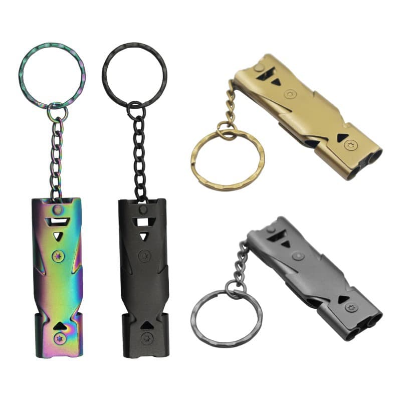Outdoor Mountaineering Wilderness Survival Whistle, Stainless Steel Metal Dual-hole High-frequency High-pitched Whistle Factory Wholesale