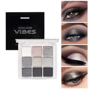 Cross-border Black 9-grid Eyeshadow Palette, Smoky Series, Dark Punk, Ins Hot, Pearl and Matte, 9-color Eyeshadow Palette