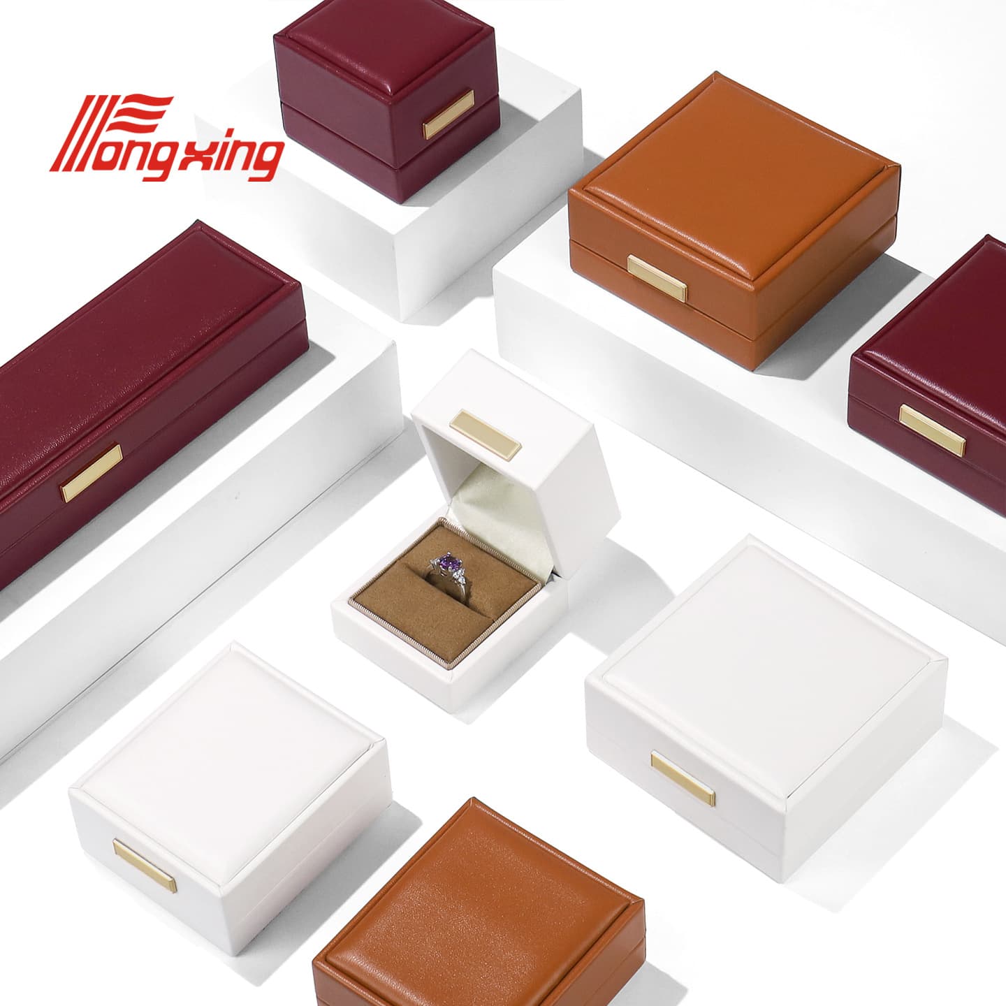 Simple PU leather jewelry box jewelry box exquisite pendant necklace box ring gift box bracelet bracelet bracelet box