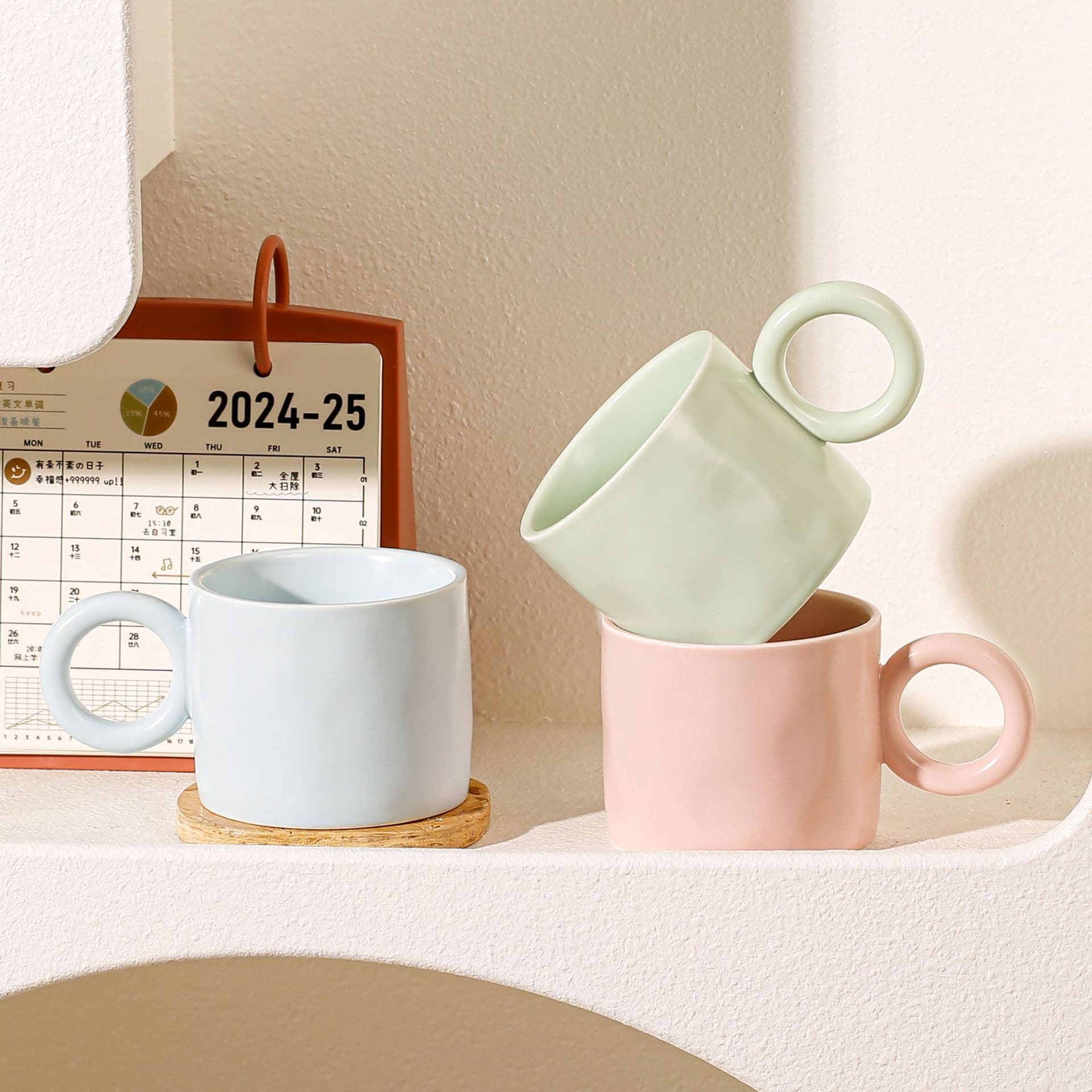 Minimalist Couple Mug Macaron Student Coffee Cup Ceramic Mug Ins Style Wholesale Lightweight Portable