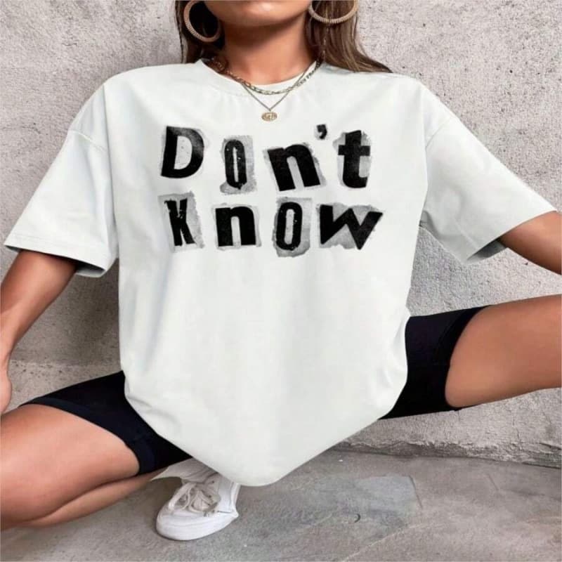 European code cotton COOL SUMMER Letter Printed T-Shirt Summer TRENDSS Wh