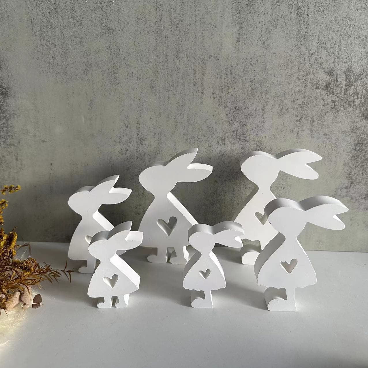 Bunny Girl Figurine Silicone Mold, Rabbit Plaster Mold, Large Medium Small Rabbit Candle Mold