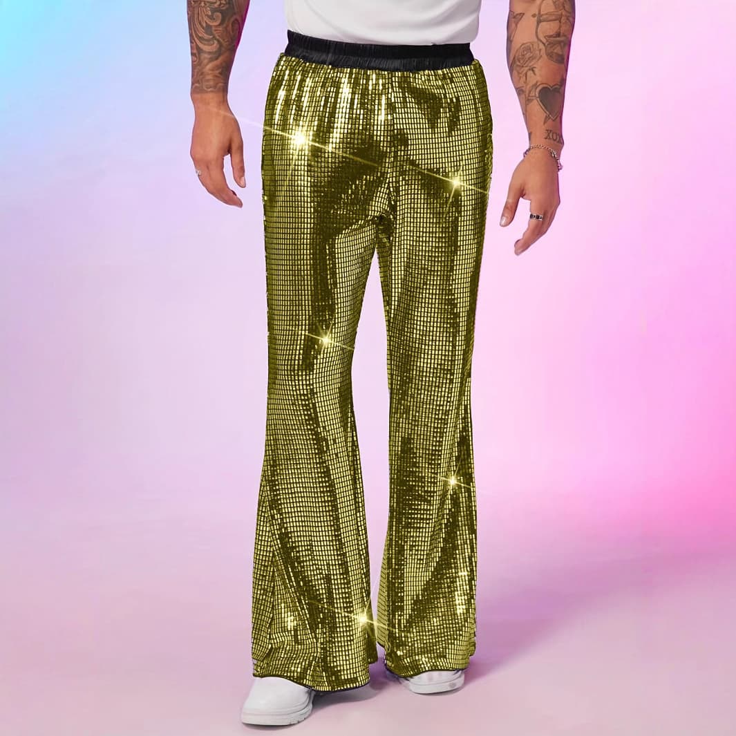 Cross-border 2025 foreign trade autumn new European and American sequined silver flared trousers stage performance casual pants