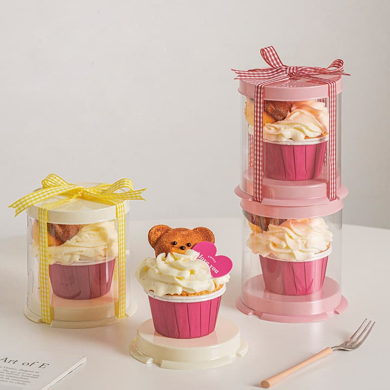 Cross-Border Spring Festival Madeleine Mini Cupcake Box Single Transparent 2inch Birthday Dessert Mousse Baking Packaging