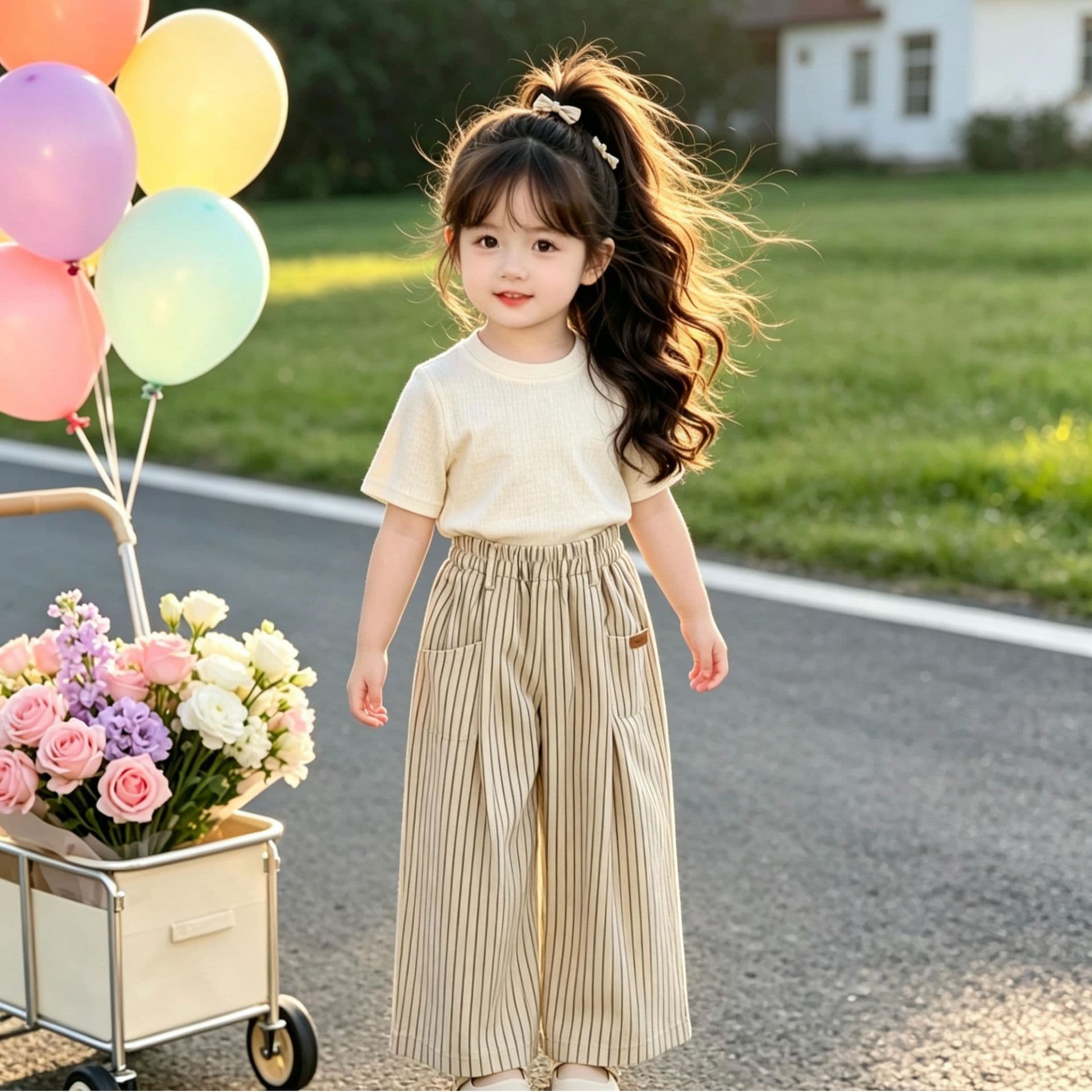 Baby classic all-match striped pants summer new universal casual wide-leg pants for boys and girls thin children's anti-mosquito pants