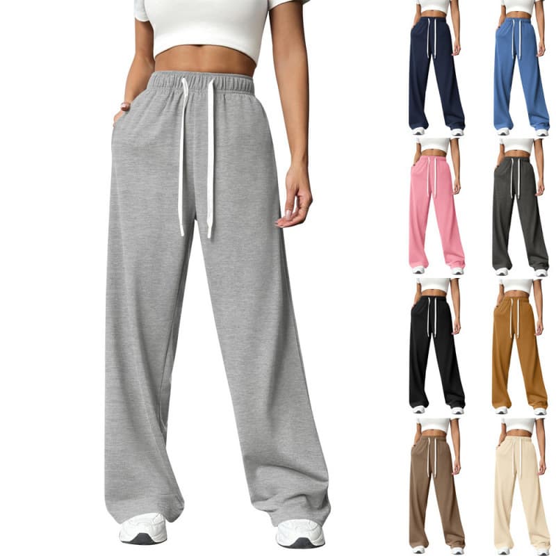 Amazon Cross-border European and American Women's Fashion 2025 Autumn/Winter Trendy Elastic Loose Straight Wide-leg Sportswear
