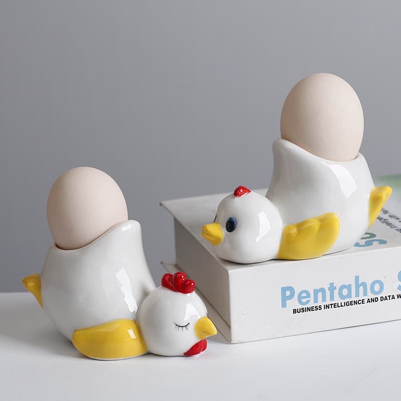 Cross-border e-commerce ceramic cartoon egg tray cup ornament, beauty egg holder, creative cute breakfast egg cup tableware