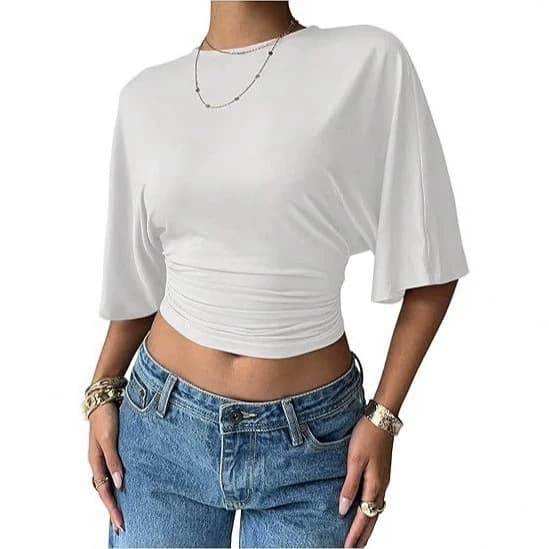 2026 cross-border Amazon European and American new casual and versatile waist slimming sweet and spicy design right shoulder top for women summer