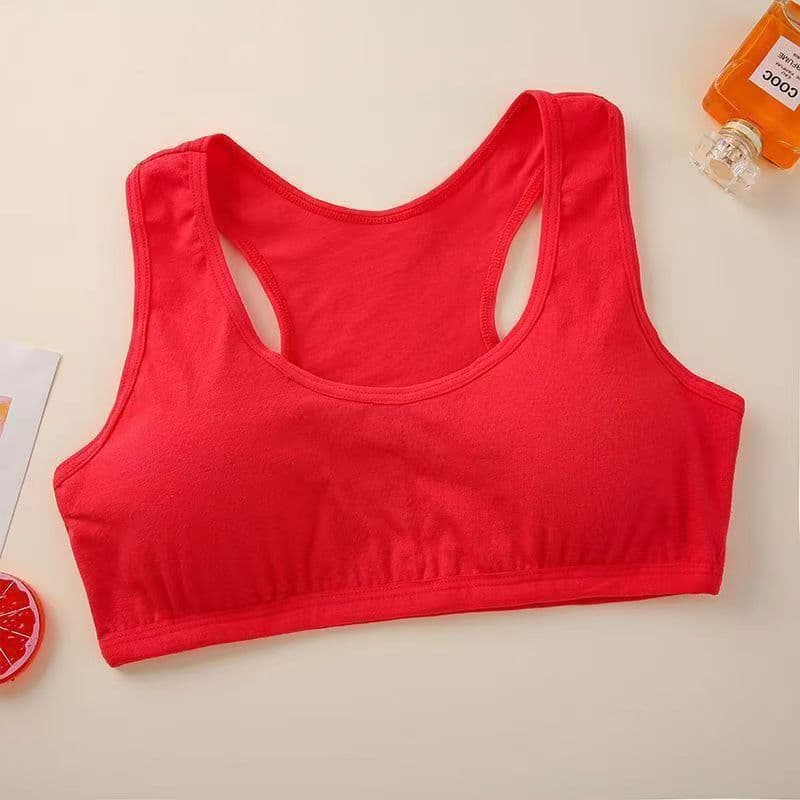 Red Bra for Girls Aged 12-15, Teen Development Period, Strapless Design