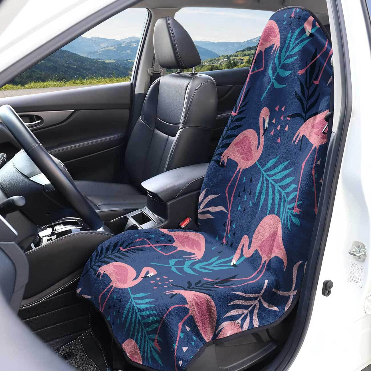 Flamingo Seat Towel Cover Front Seat Protector for Gym and Workout All Seasons Car Mount