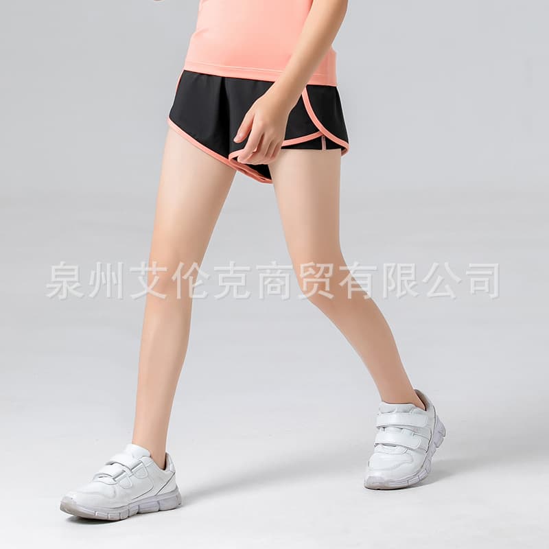 Children's fake two-piece tight sport shorts girls high-waist anti-exposure fitness pants quick-dry high-elasticity breathable yoga pants women