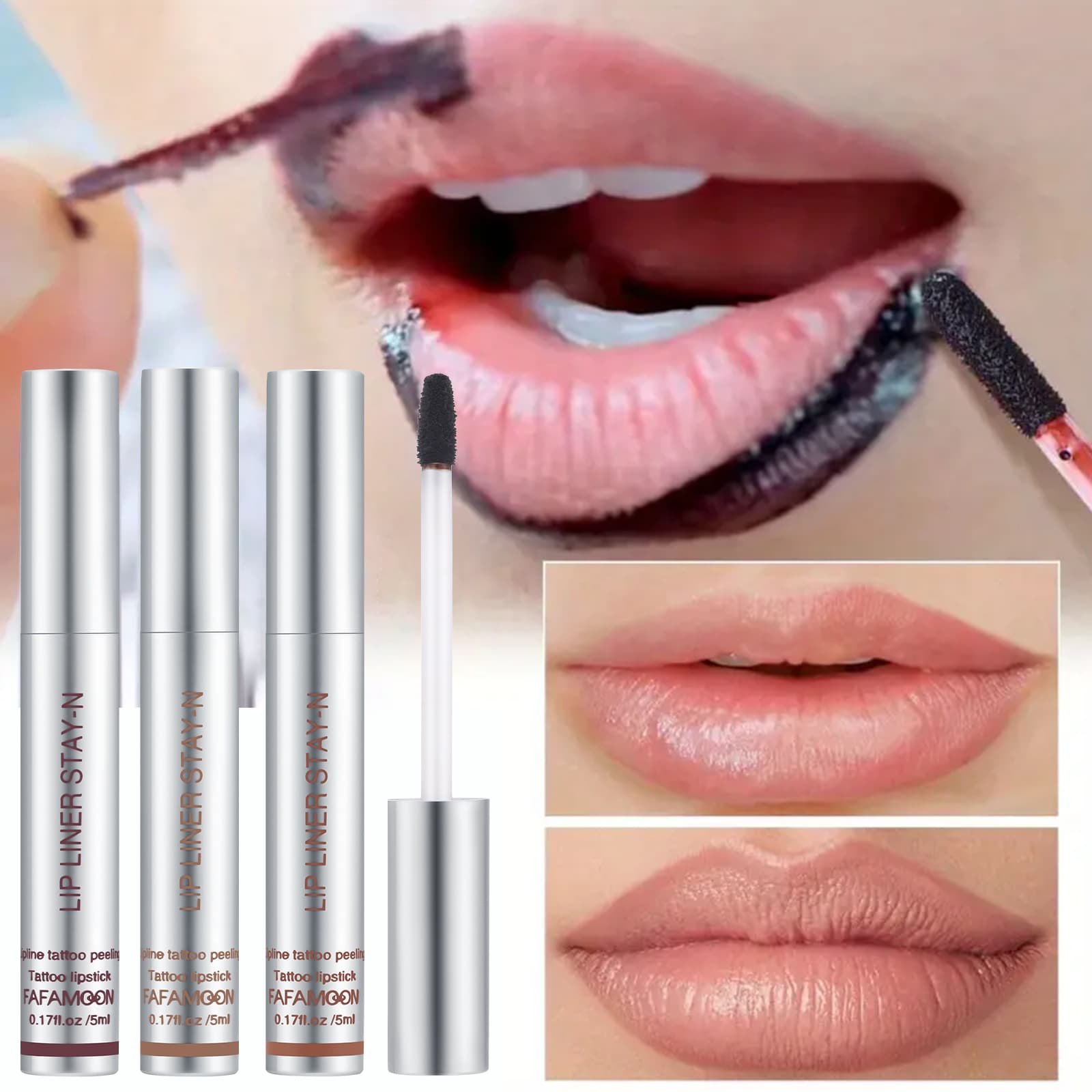 Peel-off Lip Liner Pencil, Shapes Lips and Enhances Lip Color, Waterproof, Smudge-proof, Peel-off Lip Brush Lip Liner Cross-border