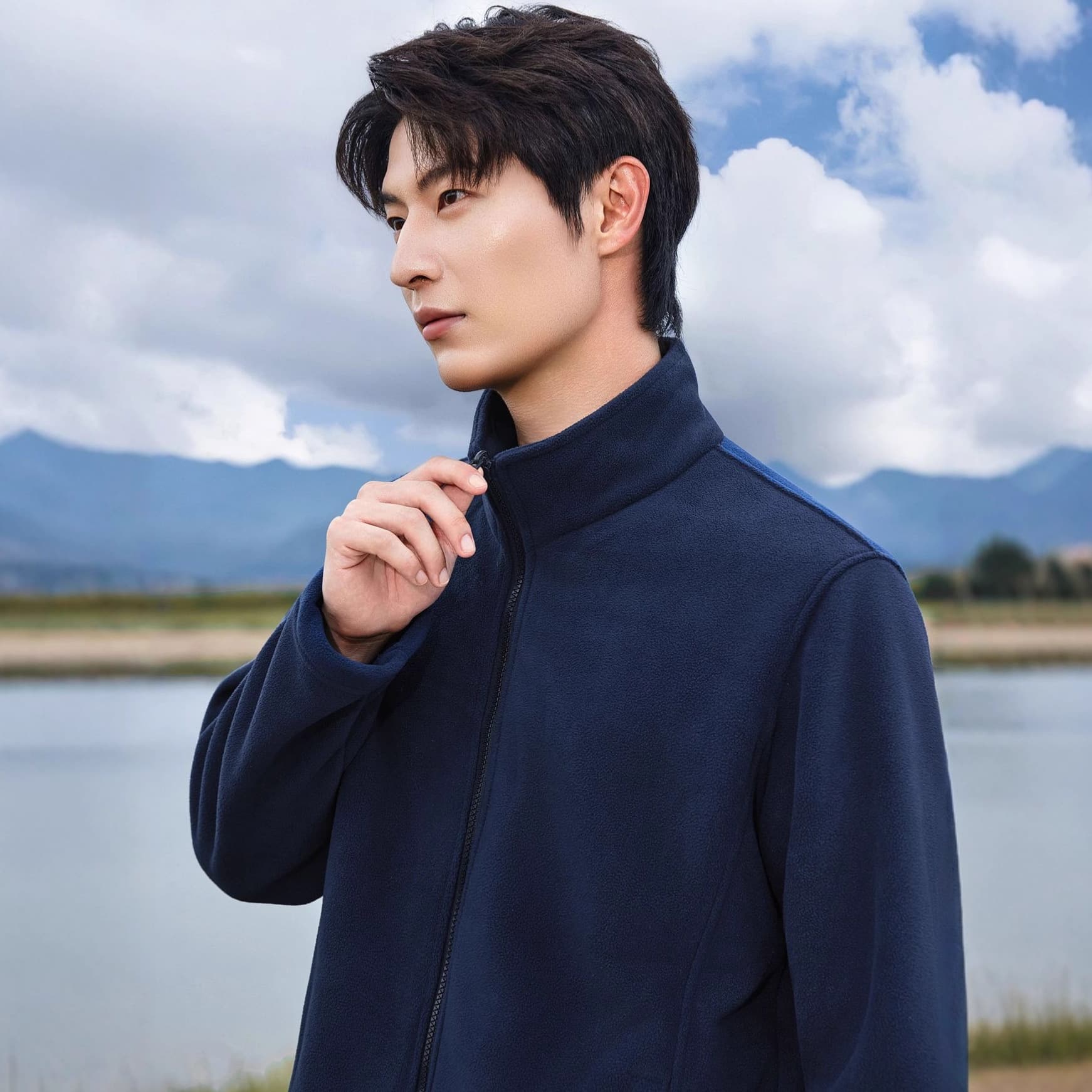 New Autumn/Winter Fur Collar Jacket Black Polar Fleece Sweatshirt Men Advertising Shirt Waiter Enterprise Workwear Custom