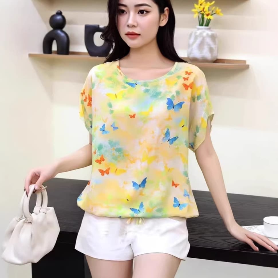 Cross-Border Special Price Bulk Women's T-Shirts Casual Cotton Summer Short-Sleeve Tops Mom Shirts Batwing Sleeves
