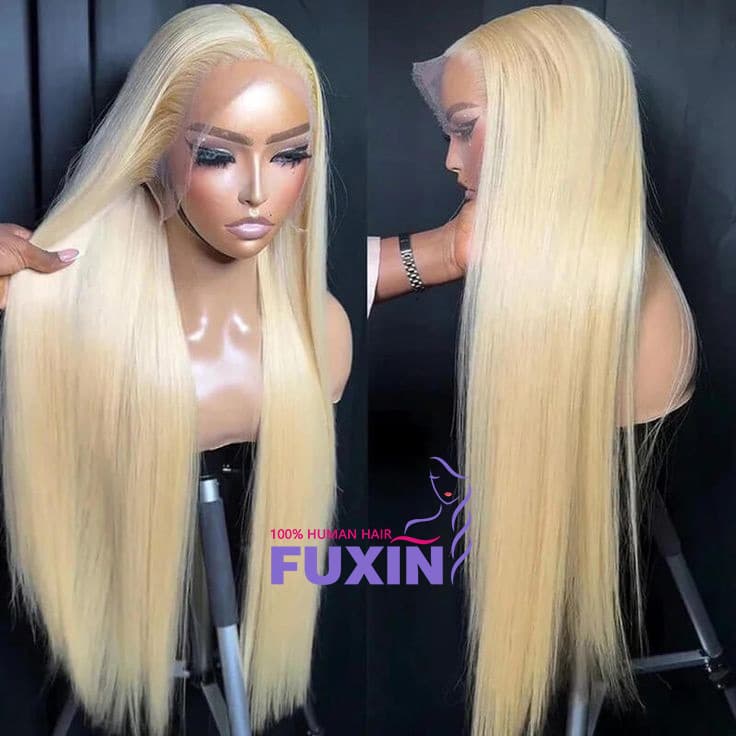 613 Platinum Blonde 13x4 Lace Straight Wig Human Hair Wig Cross-border Trade