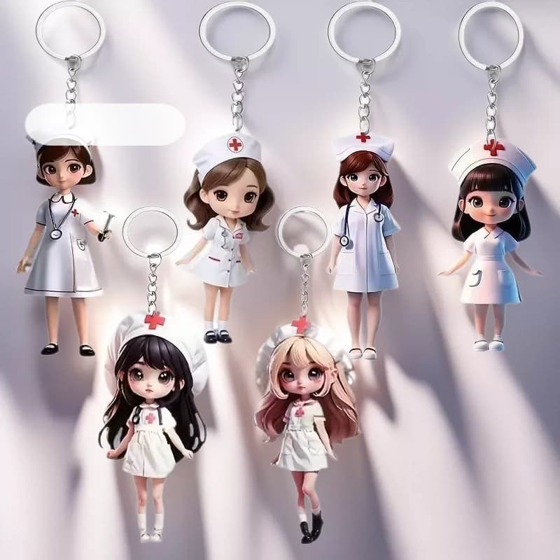 Cross-Border Supported Acrylic Cute Nurse Keychain Pendant Backpack Accessories American Style