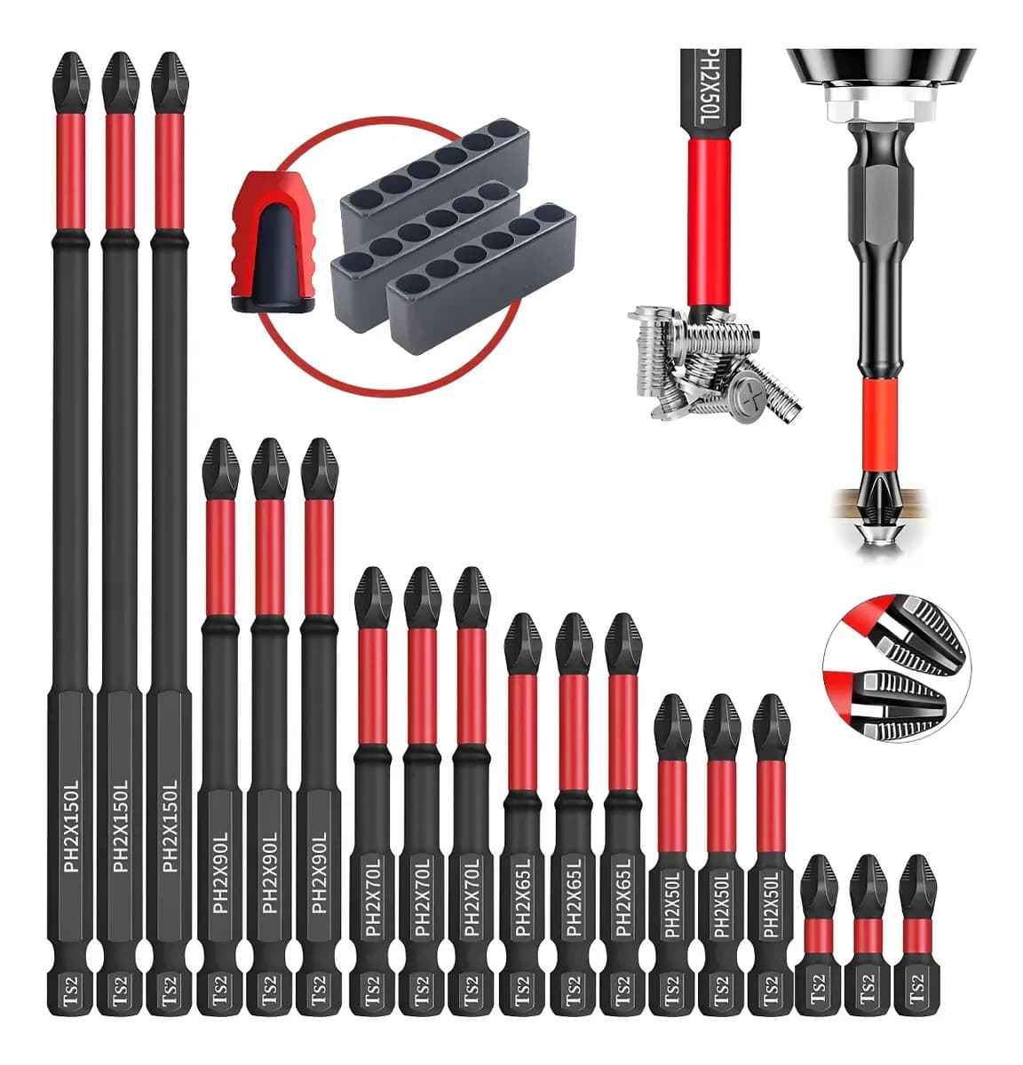 New Upgraded PH2 Strong Magnetic Anti-Slip 25-150mm Cross Screwdriver Bit Set High Hardness Electric Screwdriver Tool
