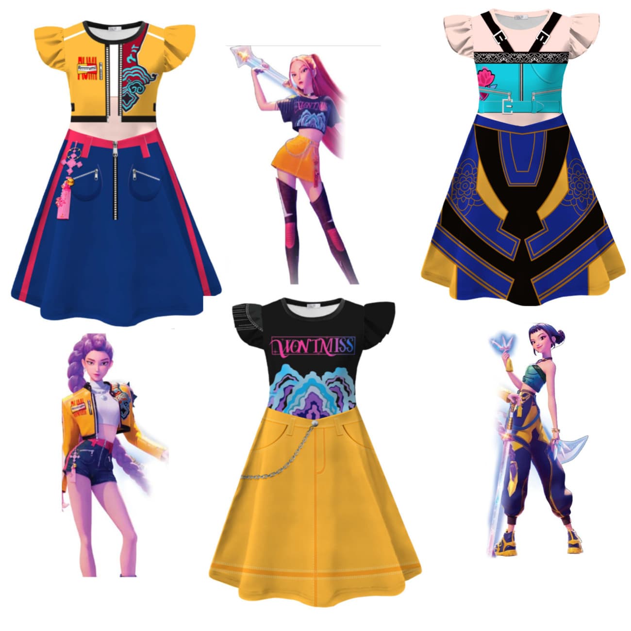In Stock! Girls' Flutter Sleeve Dress Witch Hunter Team Cosplay Children's Dress Role-Playing Costume
