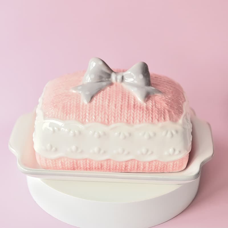 American creative pink ceramic butter dish decorative snack plate dessert plate ins style tableware western food decoration