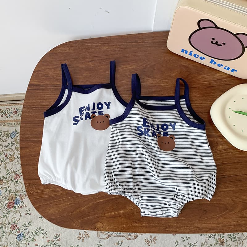Newborn Baby Summer Bodysuit, Boys and Girls Summer Strappy Romper, Thin Going-Out Onesie, Crawling Suit, Trendy