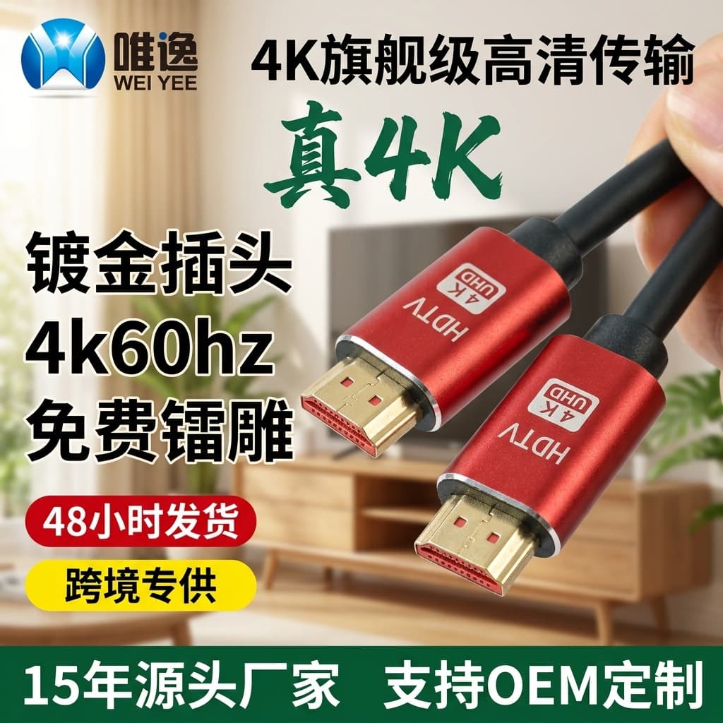 High Definition HDMI 2.0 Cable for TV Box Projector Computer Connectivity HDTV Line Wholesale Gold Plated Durable Length 1.5m