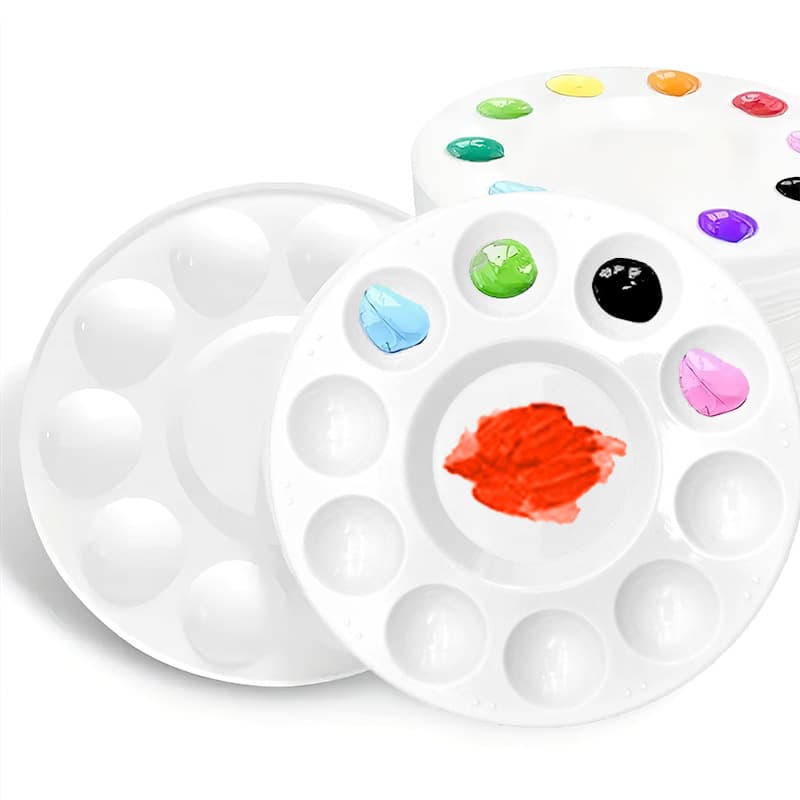 Cross-border 10-well Round Palette 16cm Round Palette Art Student Special Palette Dish PP Plastic Palette