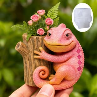 Yindian Chameleon Tree Stump Cement Plaster Cup Mold DIY Resin Storage Cup Flower Pot Ornament Silicone Mold