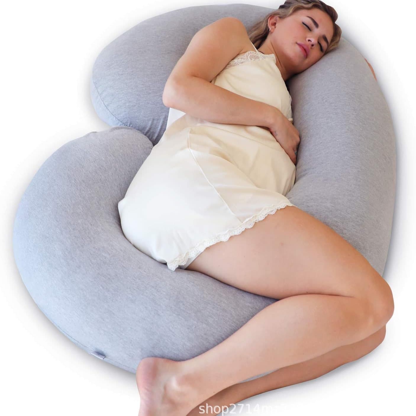 Custom C-shaped pregnancy pillow body pillow knit cover dark gray, essential for pregnancy
