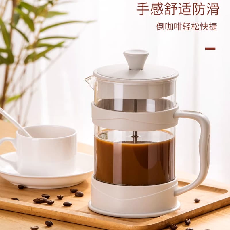 Pour-over Coffee Maker French Press for Home Use, Glass Tea Infuser with Manual Press Filter for Cold Brew