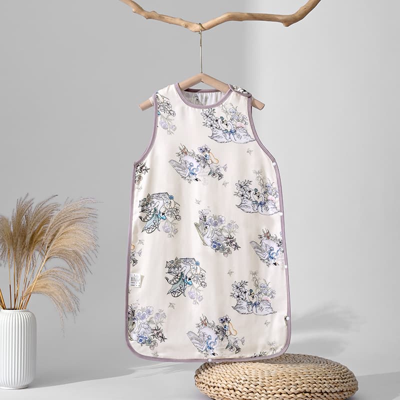 Baby Sleep Sack Summer Bamboo Cotton Gauze Front 4 Back 2 Air Conditioning Room Sleeveless Vest Lightweight Separated Leg Sleep Sack Anti-Kick Blanket