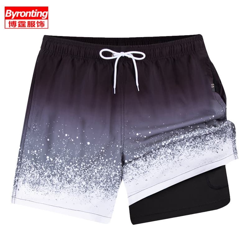 Cross-border Men's Swim Trunks with Compression Liner 2-in-1 Quick-Dry Swimming Shorts 4-Way Stretch with Zipper Pocket Beach Shorts