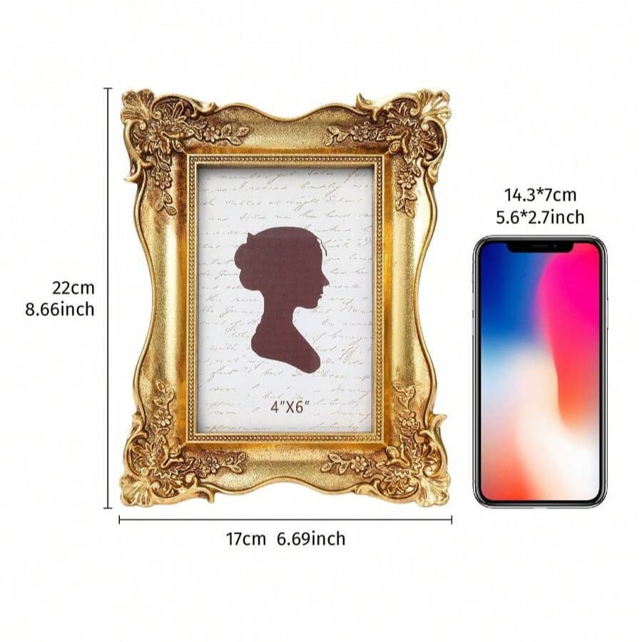 Cross-border Best Seller European Style 3D Picture Frame Decoration Bedroom Home Ornament Carved Gold-Painted Resin Bedroom Photography Prop