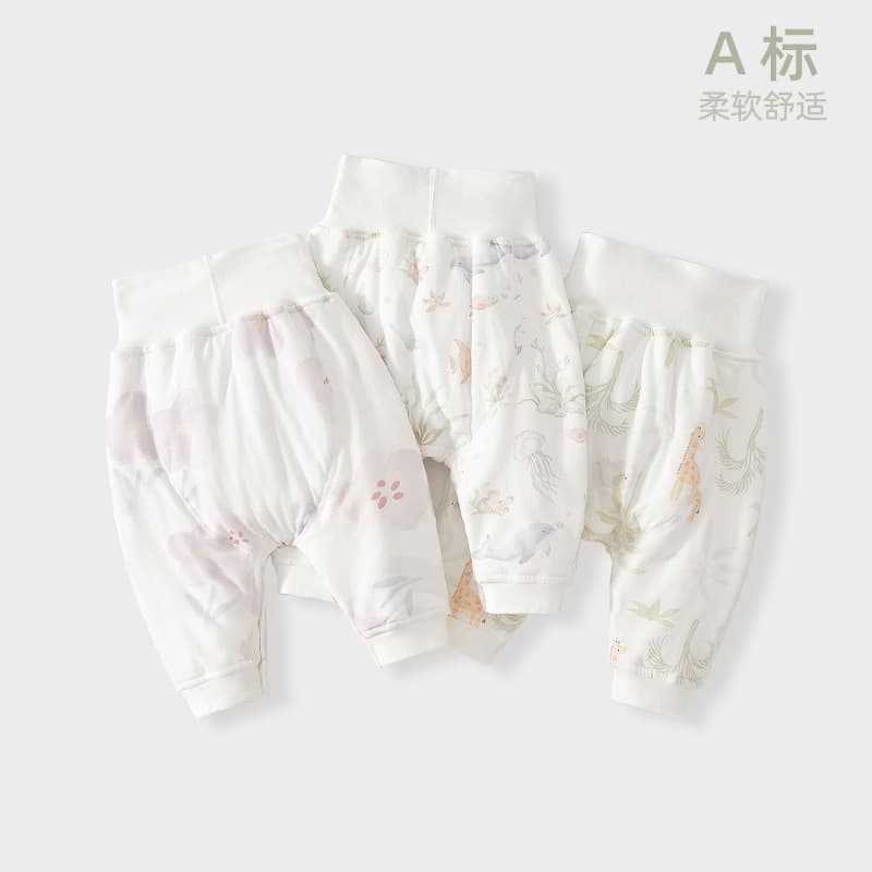 Baby Big Bottom Pants, Base Layer for Boys and Girls, Autumn/Winter High-Waist Belly Protection, No-Need-to-Remove Harem Pants, Infant Pants Category A 40g