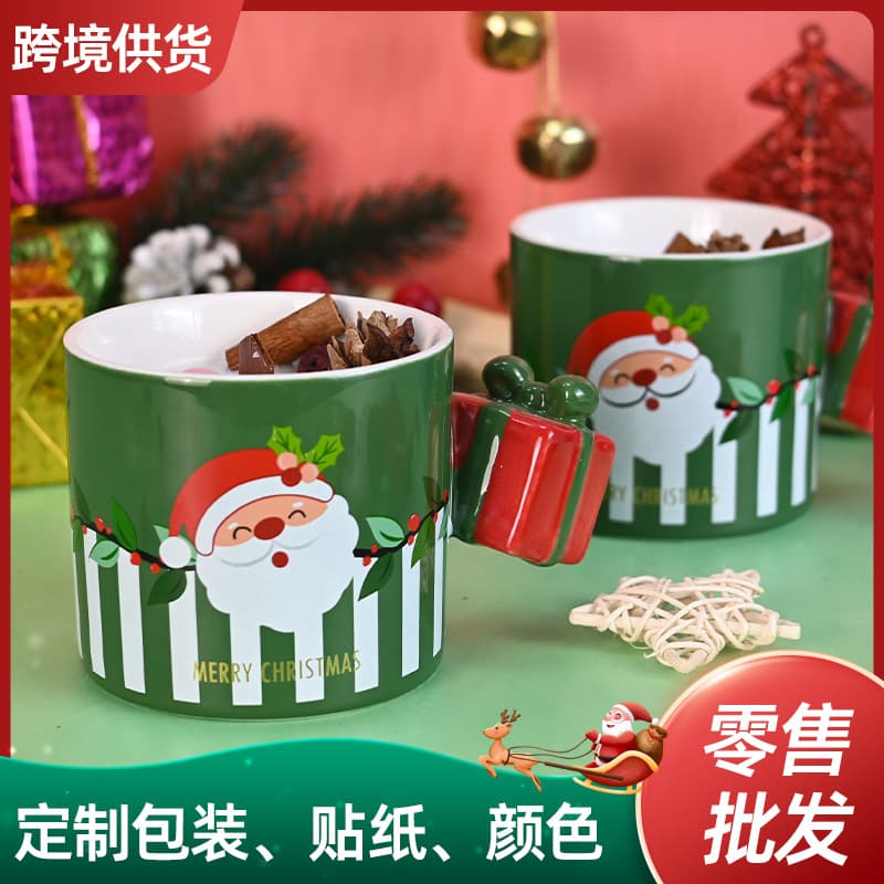 Christmas Creative High-Looking Ceramic Mug Scented Candle Christmas Souvenir Soy Wax Candle Fragrance Wholesale