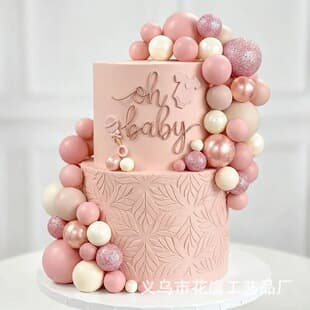 55-Piece Pink Foam Ball Set for Baking Cake Decoration Birthday Party Supplies