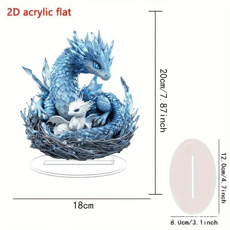 Cross-Border Charming Blue and White Wooden Dragon Statue Pendant Decoration Birthday Graduation Gift Office Desk Home Decoration