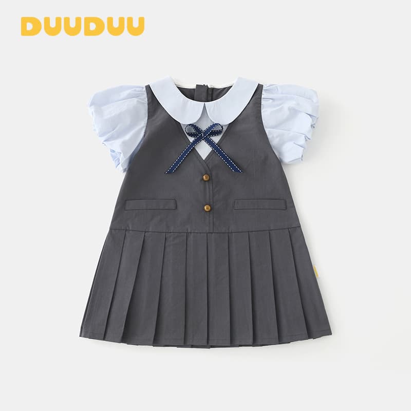 DUUDUU Candy Academy 2025 Summer Thin-Layer Faux Two-Piece Birthday Dress Baby Princess Girl's Dress