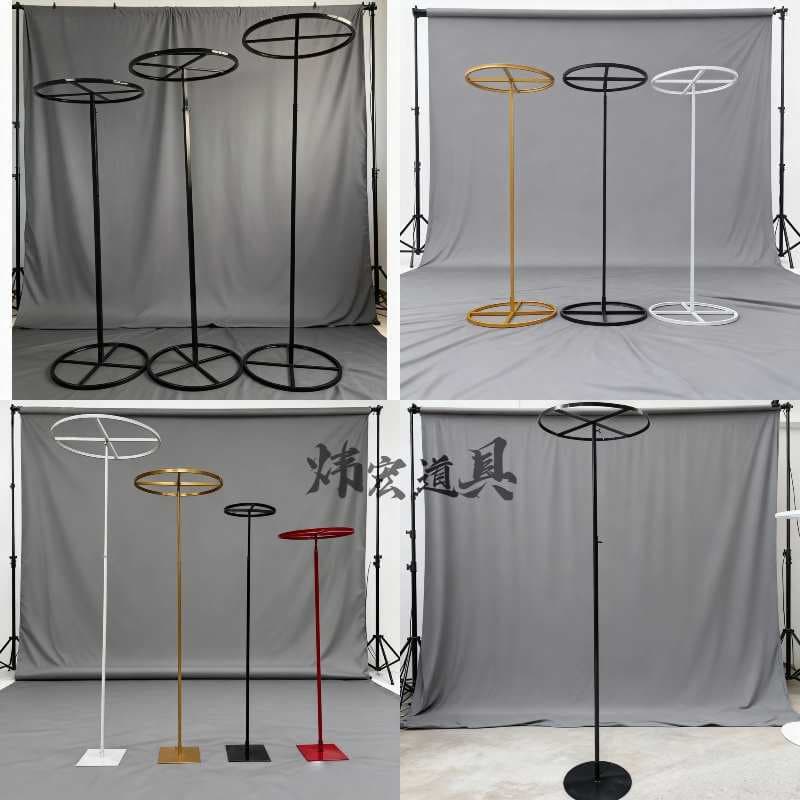 New wedding round iron art road bead curtain arch decoration pole telescopic props line curtain ring ring shelf