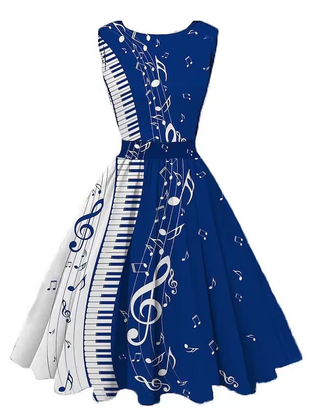 New cross-border Amazon women's sleeveless slim dress mid-length 3D digital printing European and American