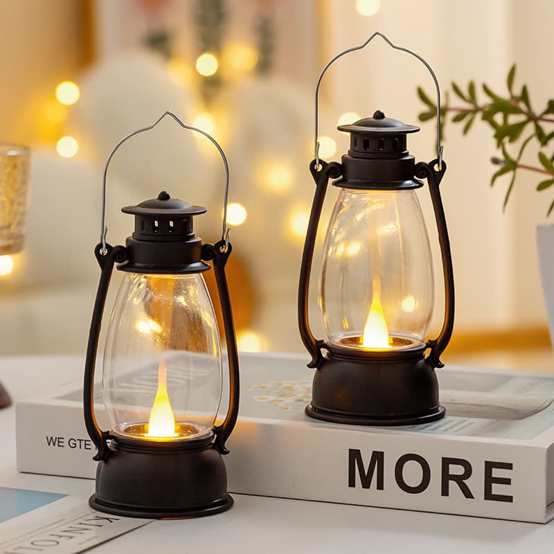 LED Electronic Candle Lamp Internet Celebrity Desktop Decorative Horse Lantern Ornament Healing Portable Oil Lamp Retro Night Light