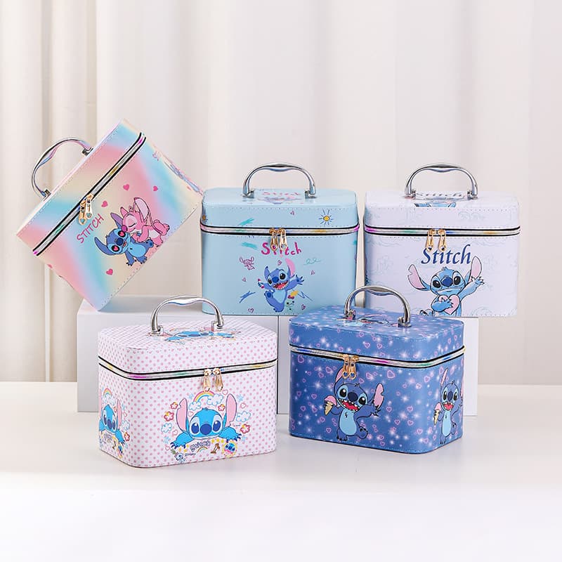 Cute portable cosmetic case three-piece set cosmetics lipstick mask manicure storage box leather cosmetic bag universal wheel