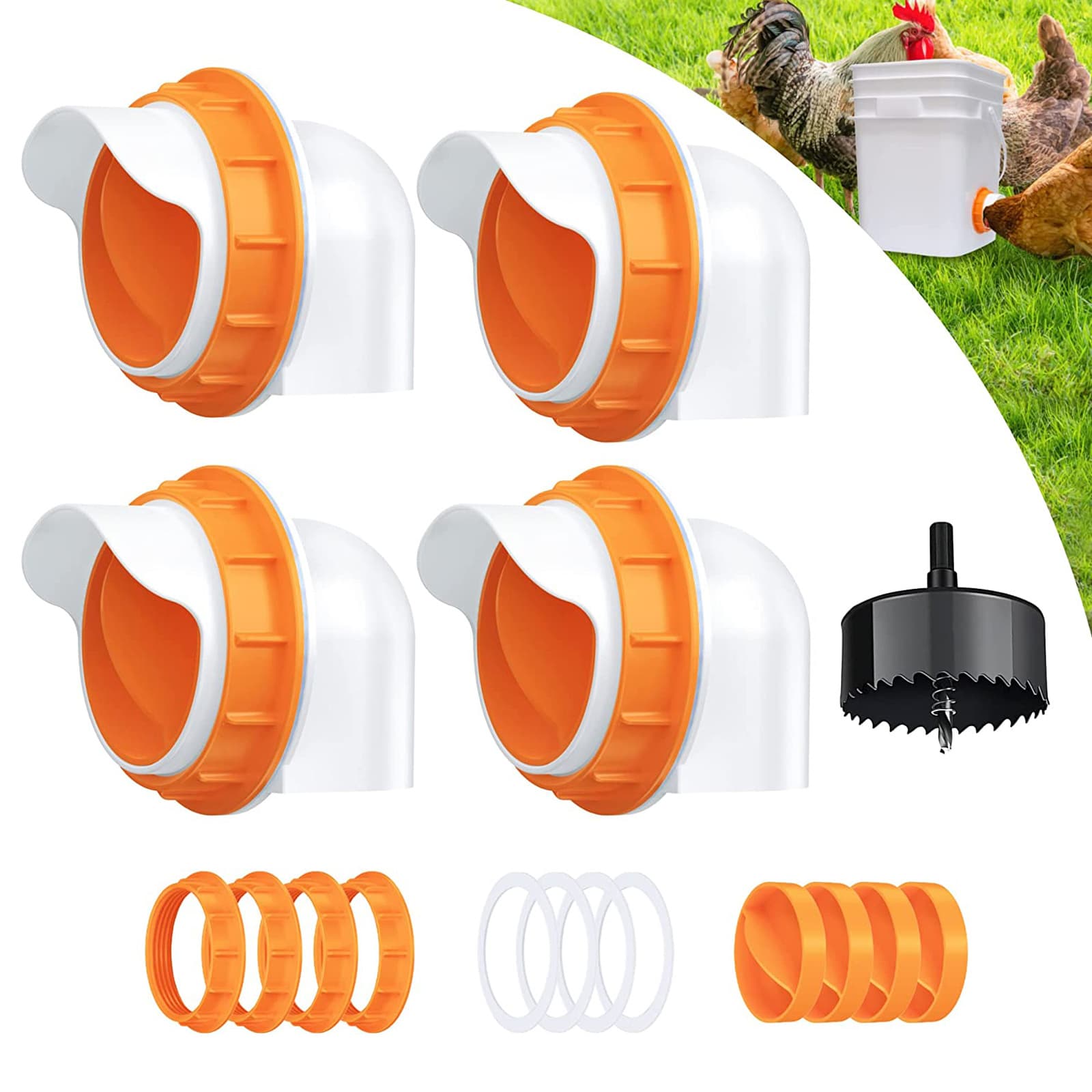 Third Generation Automatic Rainproof Chicken and Duck Feeder, Poultry Feeding Barrel, Chicken Trough, Chicken and Duck Feeder
