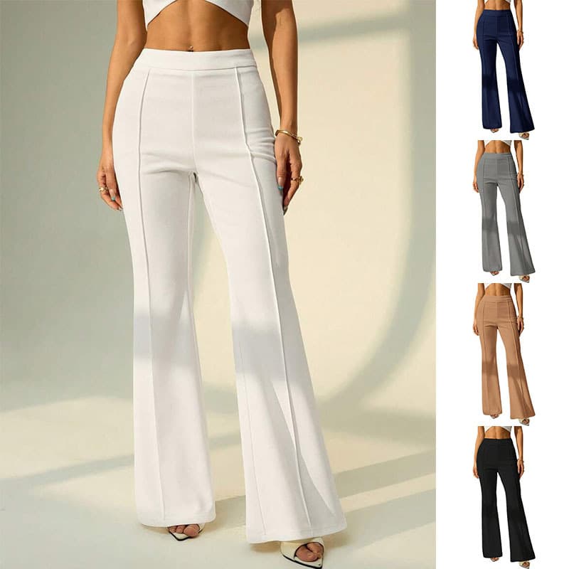 Cross-border European and American Style Commuter High-Waist Versatile New Solid Color Loose Wide-Leg Straight Pants Women's Business Long Pants