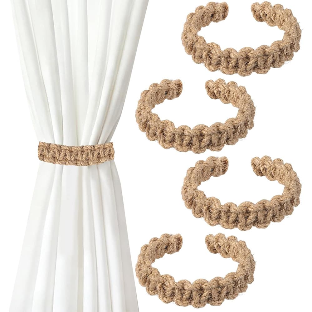 Handwoven Jute and Cotton Curtain Tieback, Versatile Back Tie Strap for Amazon Cross-Border Sales
