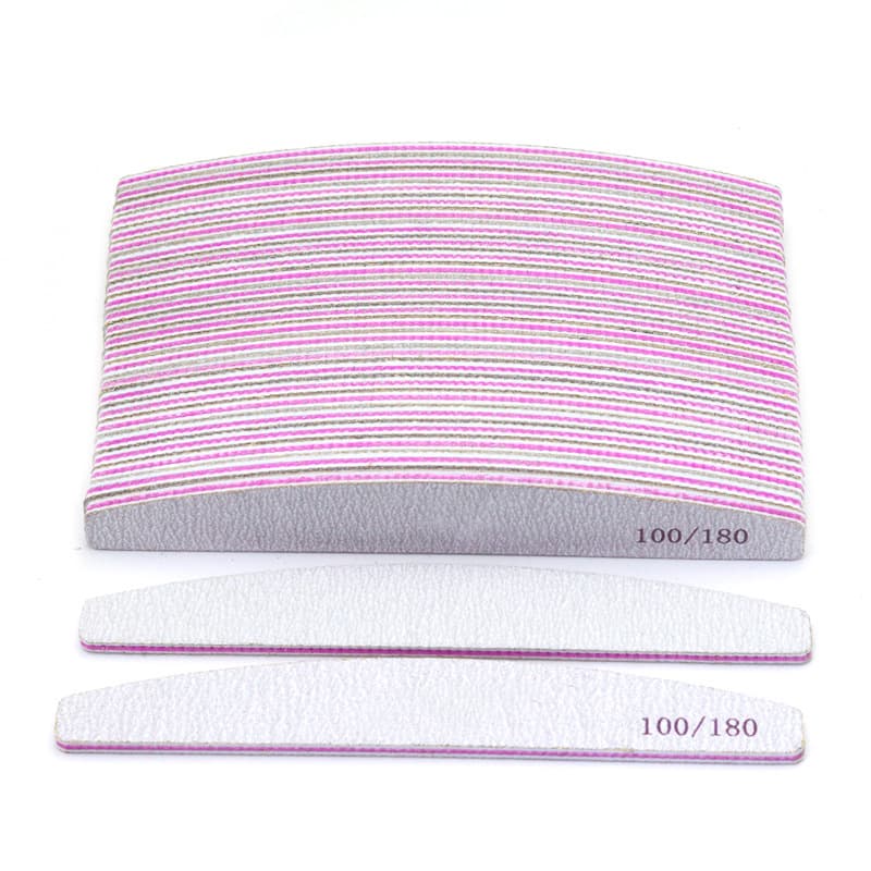 Grey Half-Moon Nail File Factory Stock Nail Sanding Strip Manicure Tool for Women Men Children Plastic Double-Sided Coarse-Fine Sand