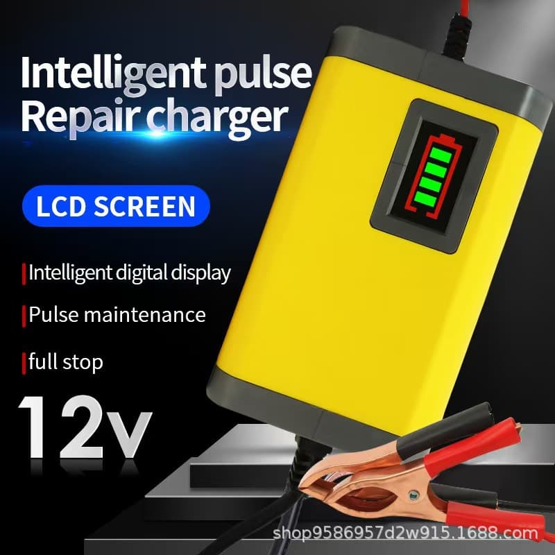 12V 2A motorcycle battery charger with overcurrent protection, overcharge protection, and automatic shut-off when fully charged.