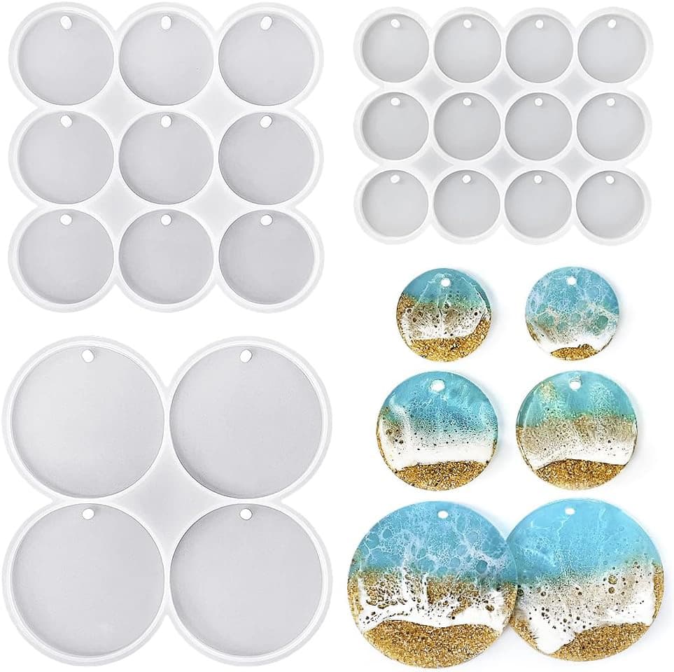 Crystal glue diy 4 in a row 9 in a row 12 in a row round hole pendant keychain pendant silicone mold cross-border hot sale