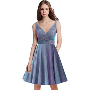 Cross-Border Starry Evening Dress Women 2026 New Deep V-Neck Sleeveless Banquet Party Host Dress Wholesale Source