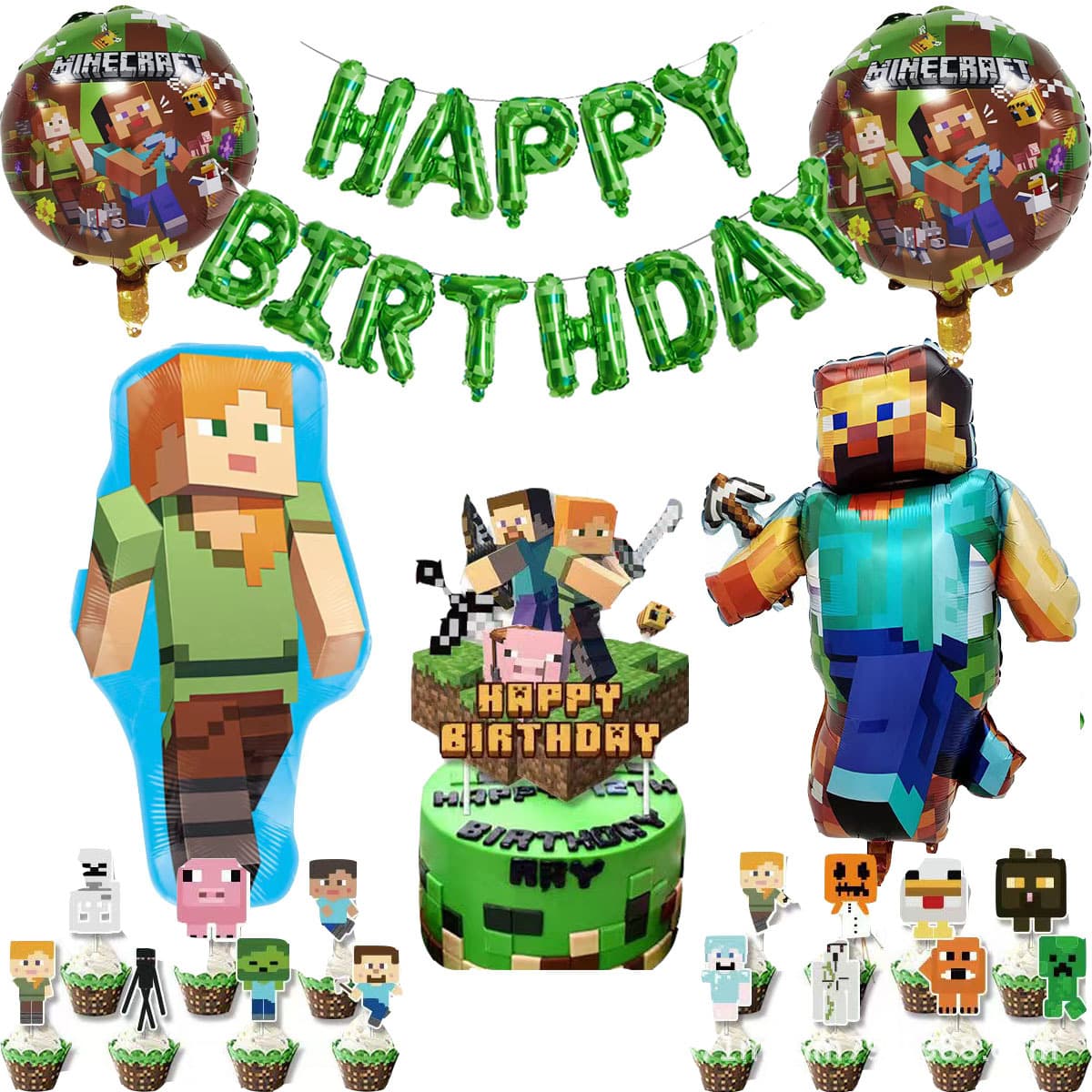 Mini World Balloon ROBLOX Roblox Balloon Minecraft Kids Square Face Game Aluminum Foil Balloon