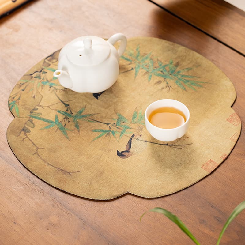 Xiangyun gauze tea mat single-layer waterproof table flag, dry heat-insulating pad, round Chinese Zen tea tray mat, tablecloth for tea brewing